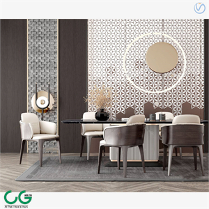 modern marble dining table chair 3d model